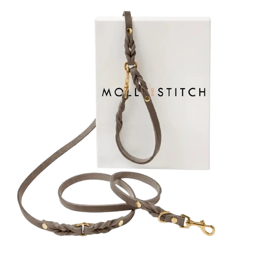 Sellerie Teckel Laisse Cuir Butter Taupe X3 (ajustable)