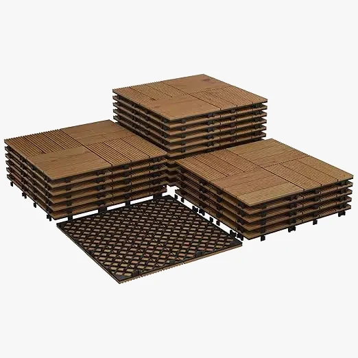 Dalles bois acacia emboitables terrasse antiderapantes facile pose