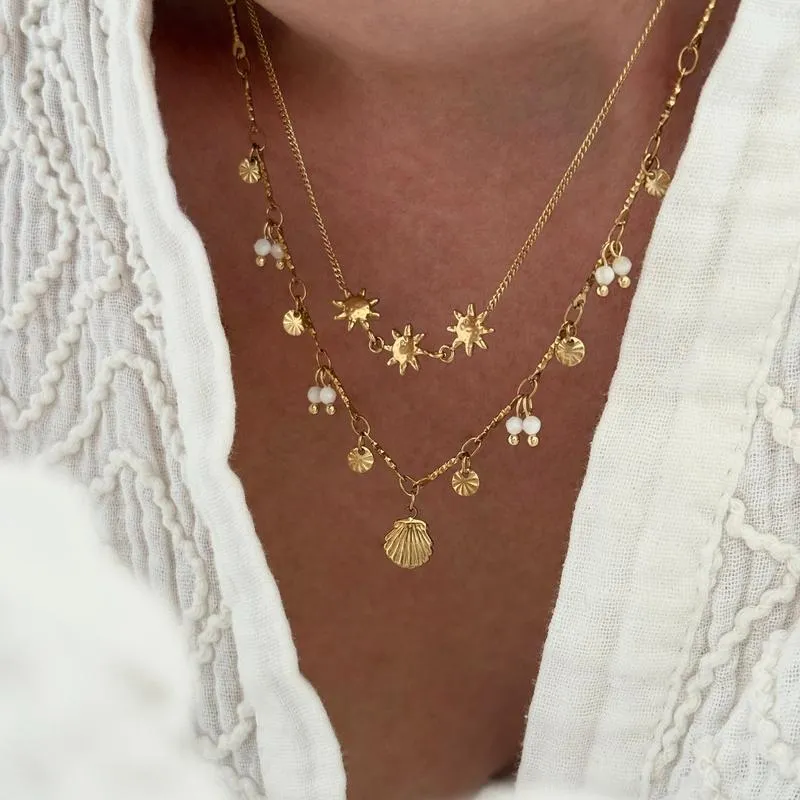 Collier "Coquillage" blanc acier