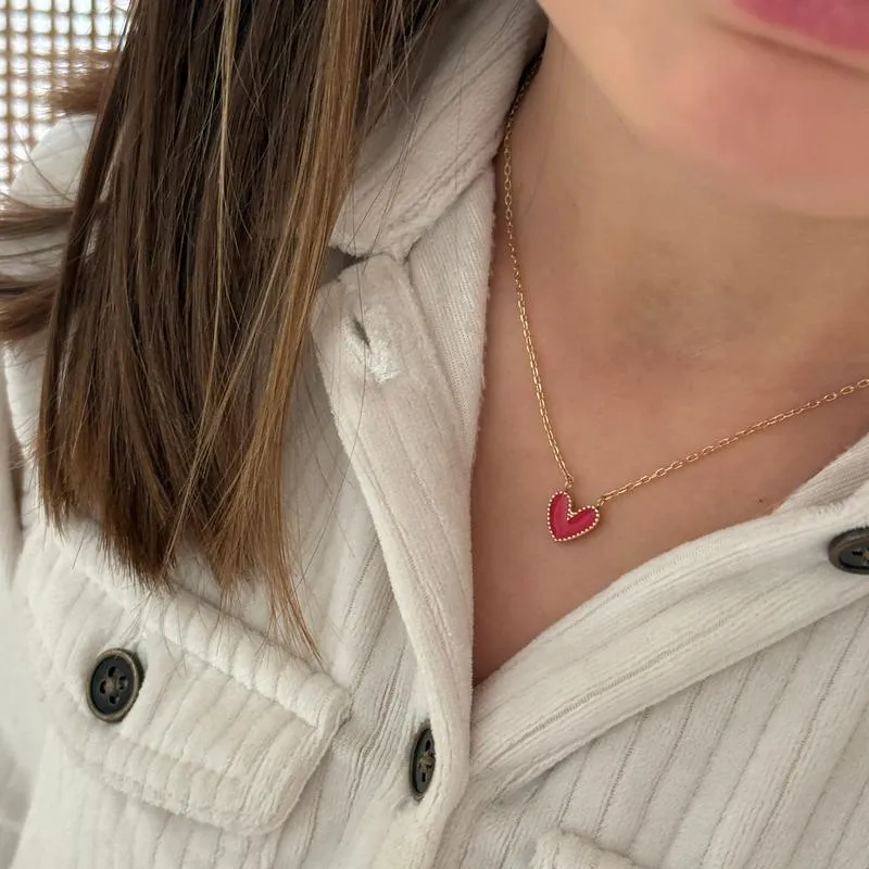 Collier "Louka" enfant rouge acier