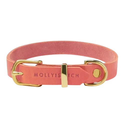 Sellerie Teckel Collier Cuir Butter Corail Rose