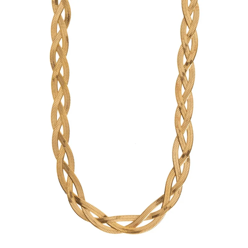 Ariel - Collier Chaîne Serpent Tressé Acier Inoxydable