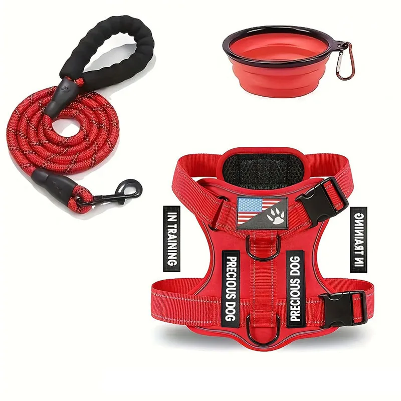 Harnais avec laisse et gamelle pour chien – Kit complet de promenade