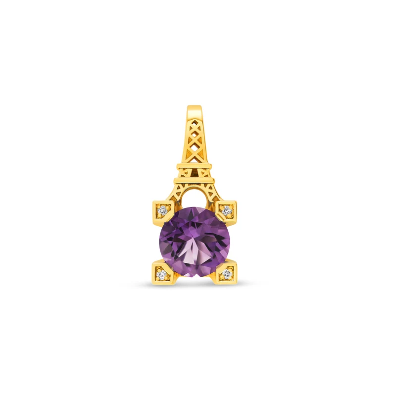 Pendentif French Kiss en or Améthyste et diamants