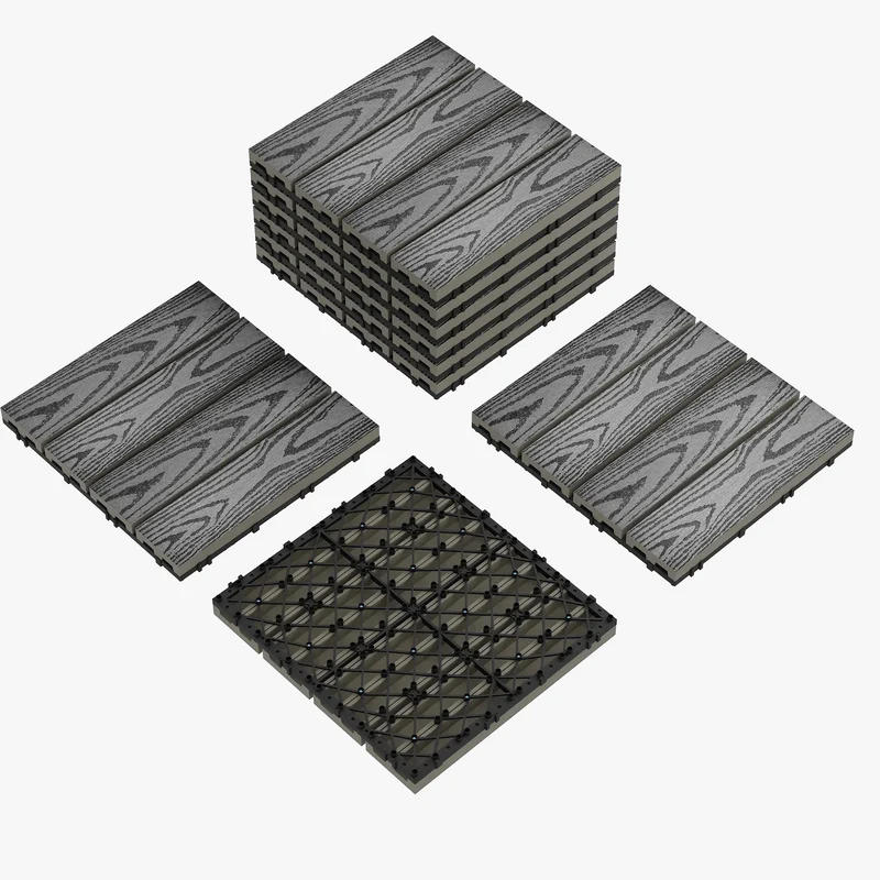 Dalles terrasse clipsables composite 30x30 cm extérieur