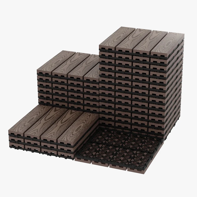 Dalles terrasse clipsables effet bois 30x30 cm