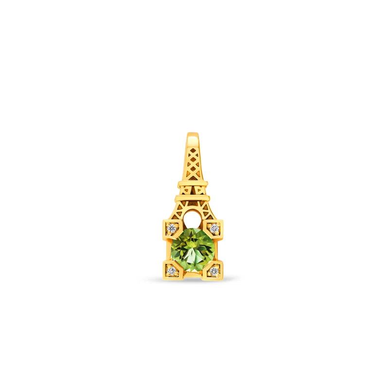Pendentif French Kiss en or péridot et diamants