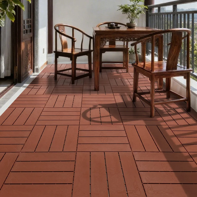 Dalles terrasse clipsables bois composite antidérapantes 11 pièces