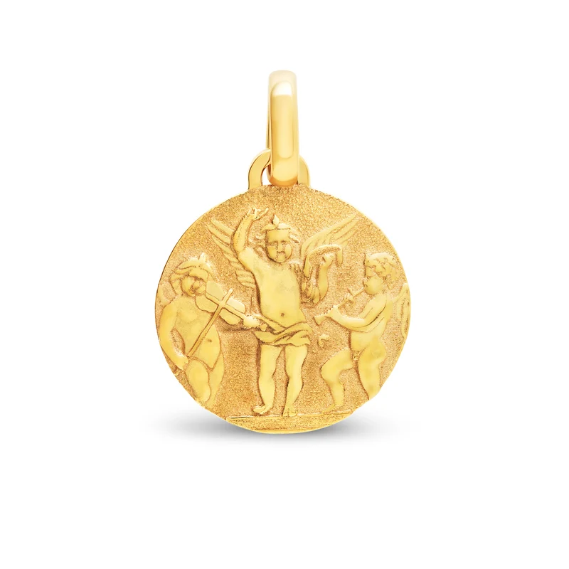 Médaille anges musiciens large en or