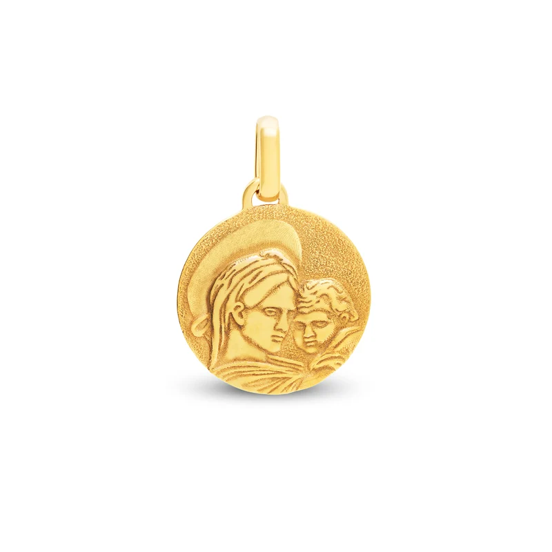 Médaille vierge à l'enfant médium en or