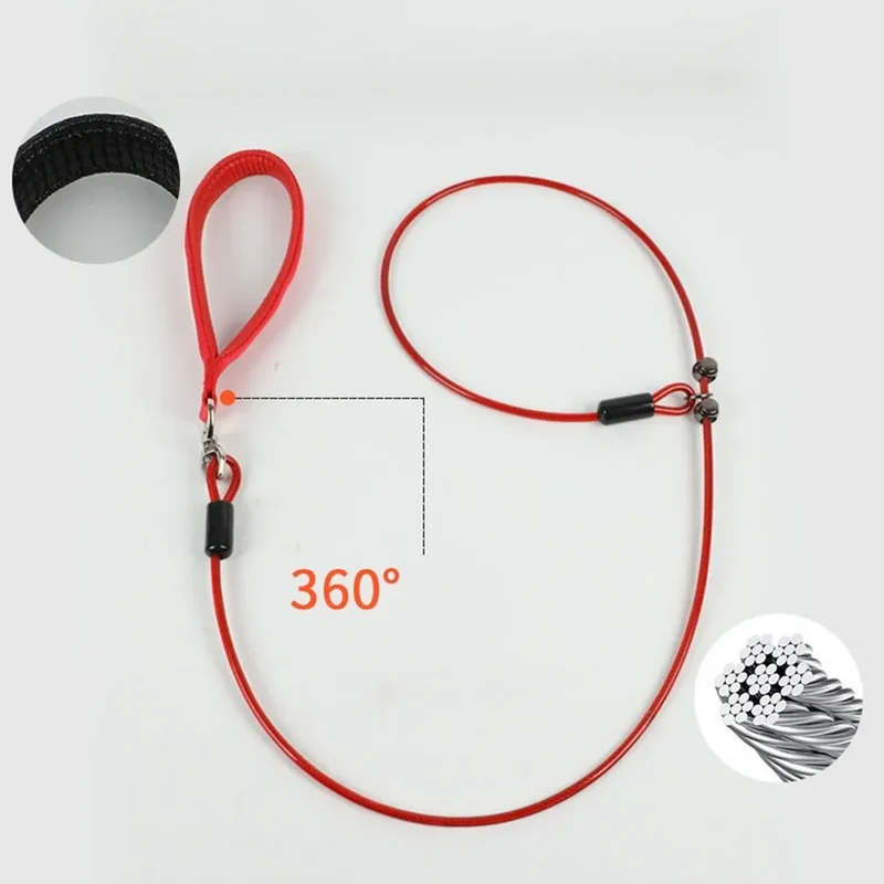Laisse lasso en acier pour chien & Poignée Confortable