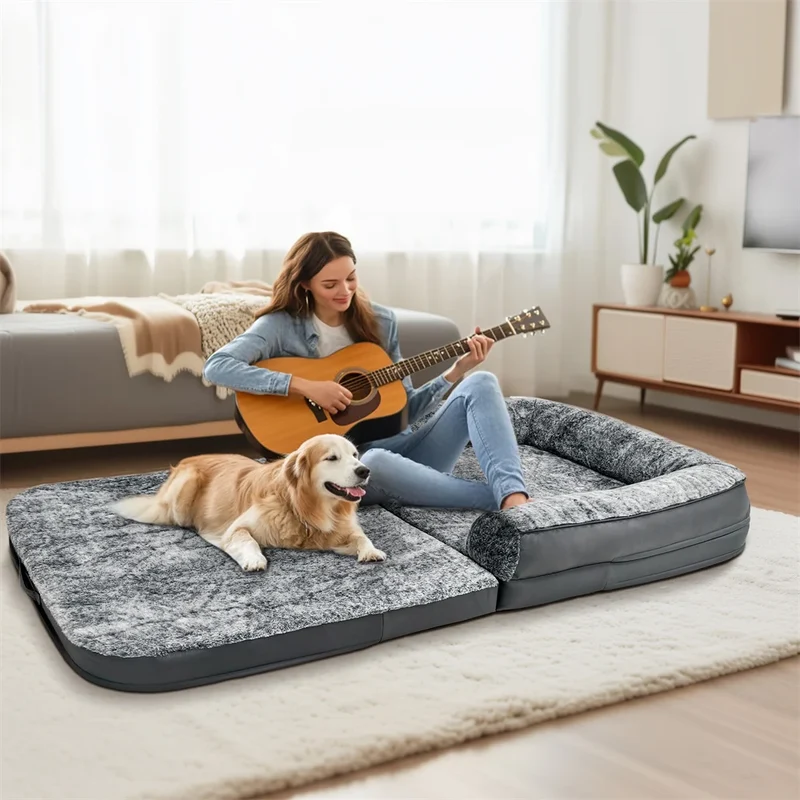 Lit pour chien taille humaine – Grand coussin partagé pour chien et adulte ZenNest™