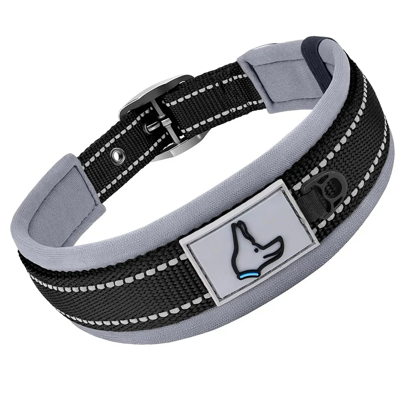 Collier rembourré réfléchissant pour chien – Néoprène, réglable, solide et confortable