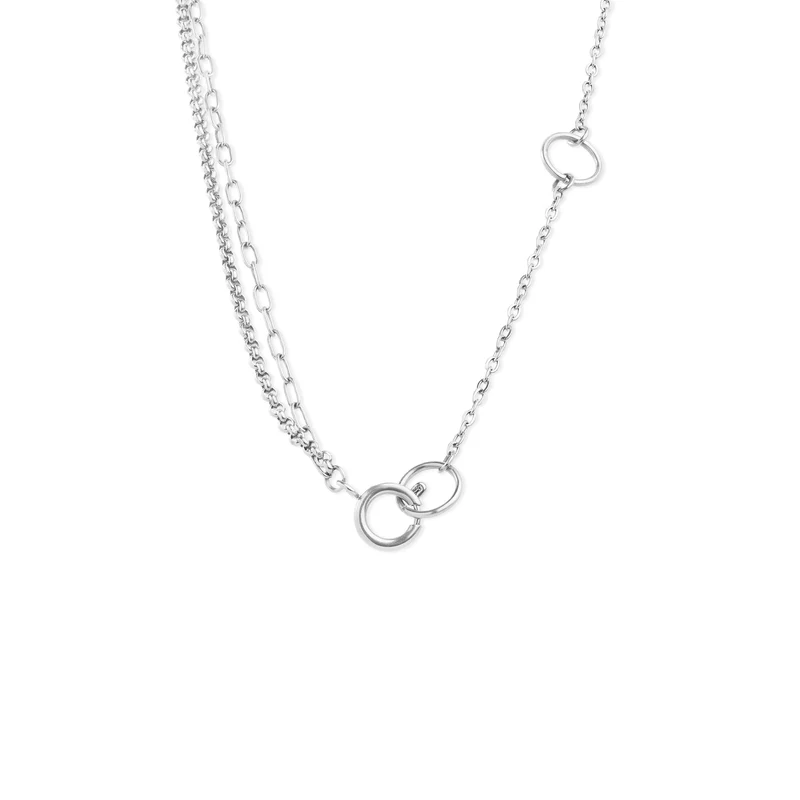 Onyx - Collier à chaînes superposées en acier inoxydable