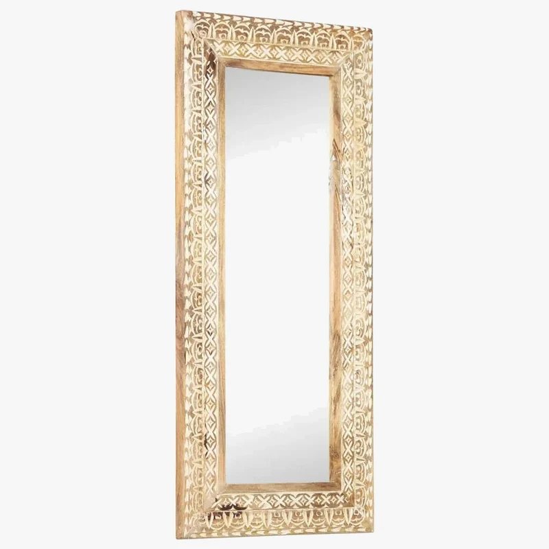 miroir sculpté en bois de manguier décoration murale artisanale