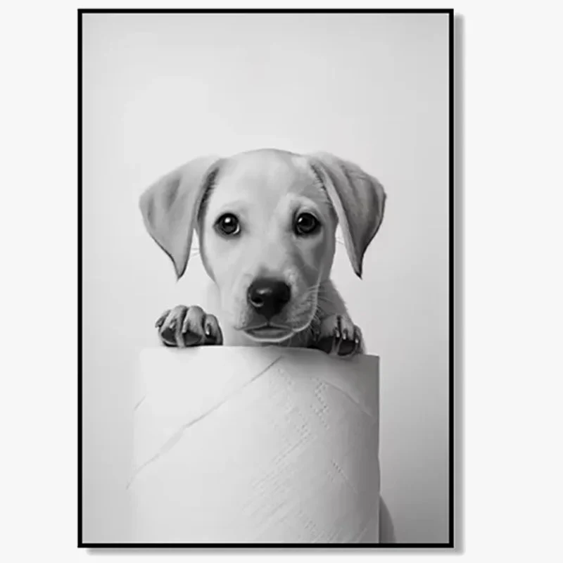affiches d'art noir et blanc animaux mignons décoration murale
