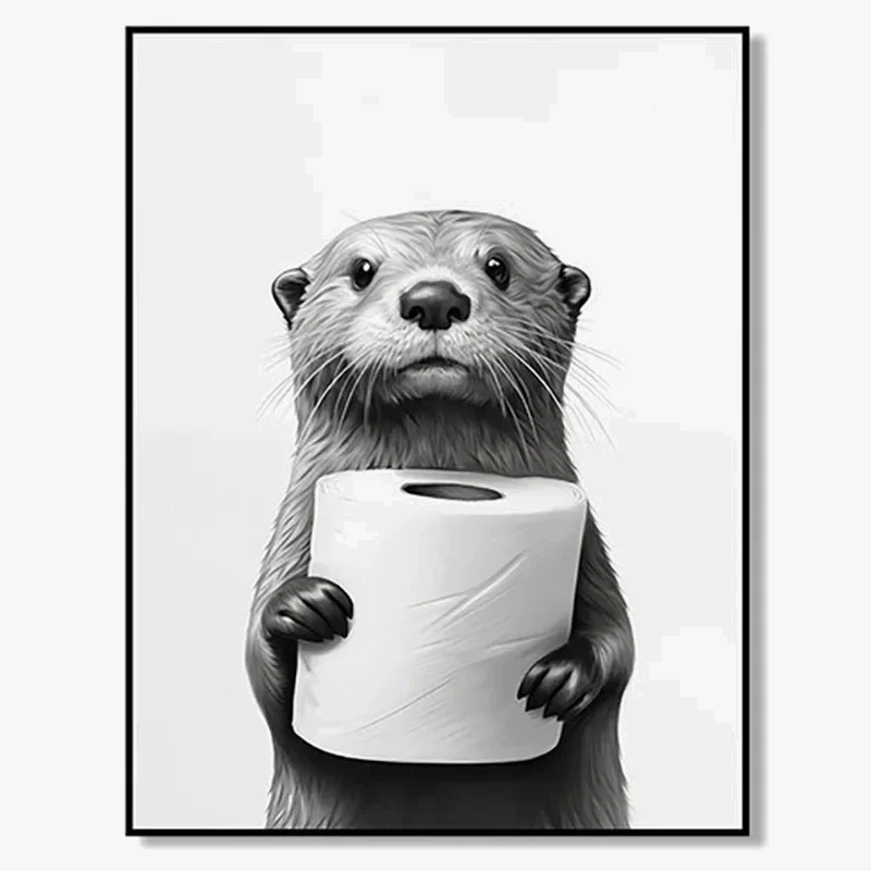 affiches d'art noir et blanc animaux mignons décoration murale