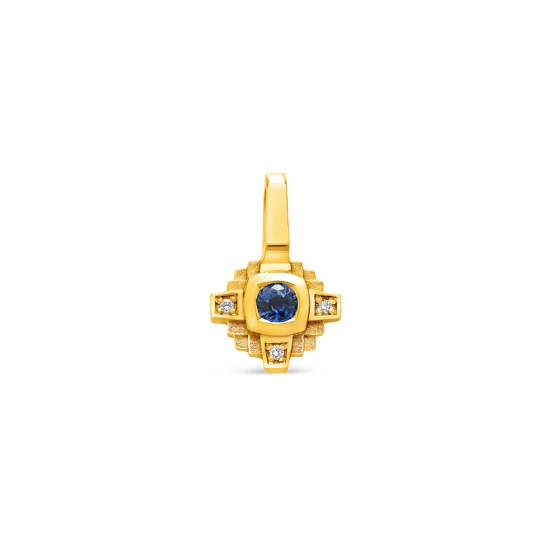 Pendentif Esther Saphir bleu 3 mm et diamants