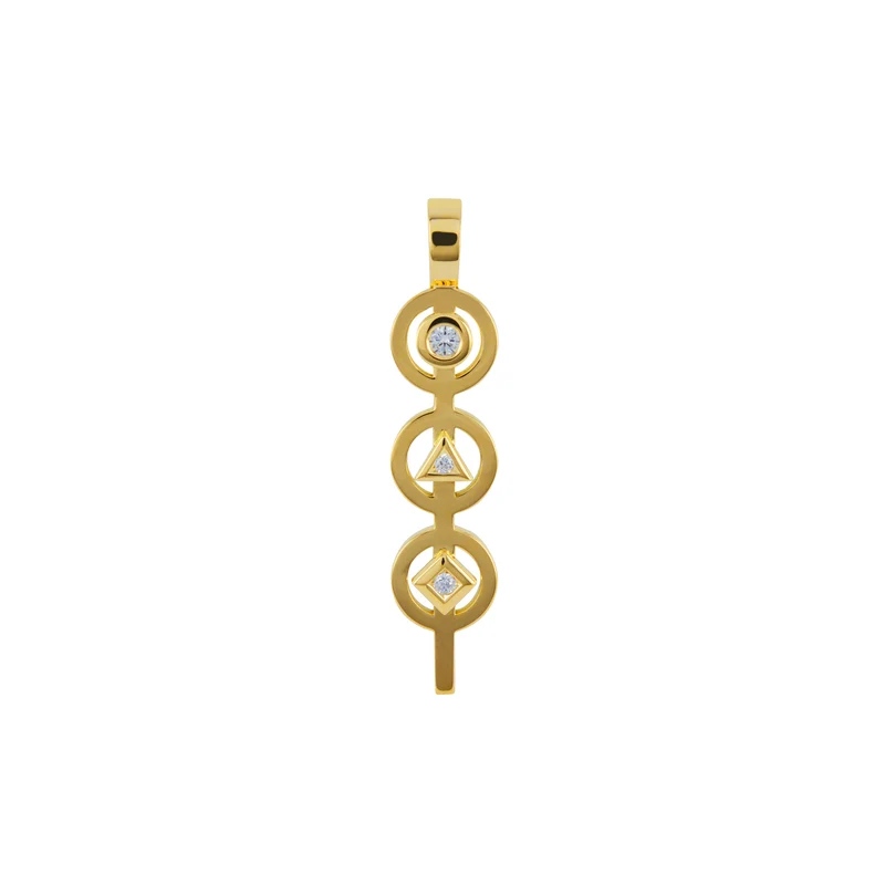 Pendentif Triple Phi Small en Or et Diamants