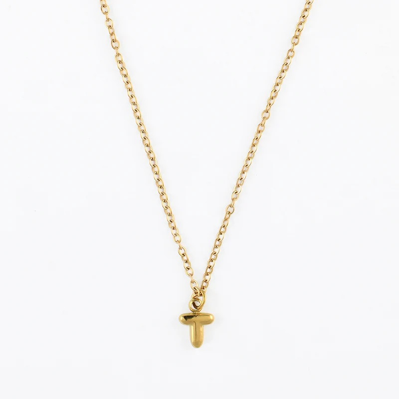 Collier à pendentif lettre T acier inoxydable