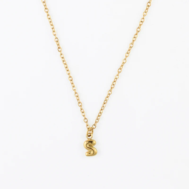 Collier à pendentif lettre S acier inoxydable