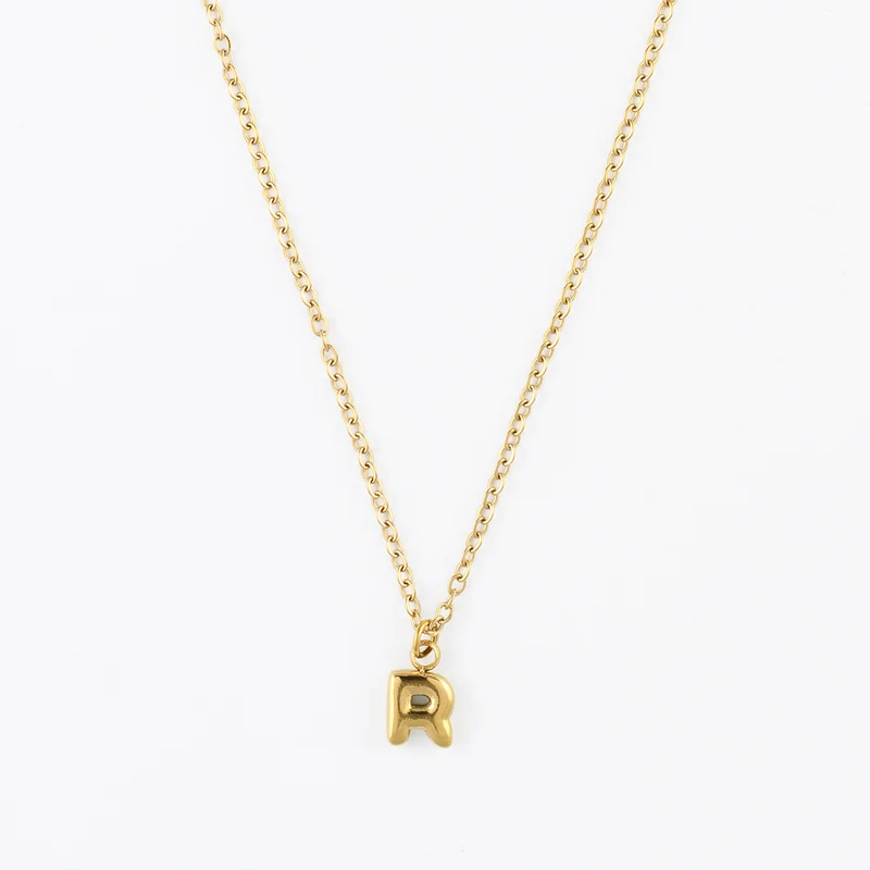 Collier à pendentif lettre R acier inoxydable