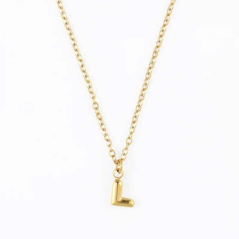 Collier à pendentif lettre L acier inoxydable
