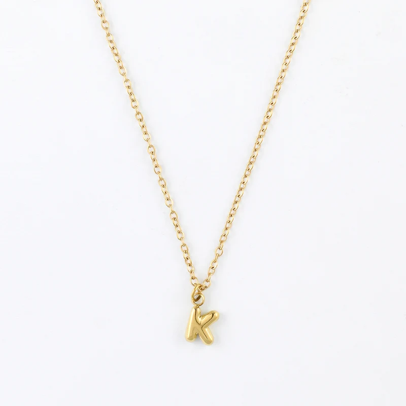Collier à pendentif lettre K acier inoxydable