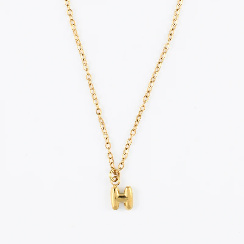 Collier à pendentif lettre H acier inoxydable