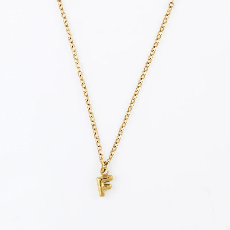 Collier à pendentif lettre F acier inoxydable