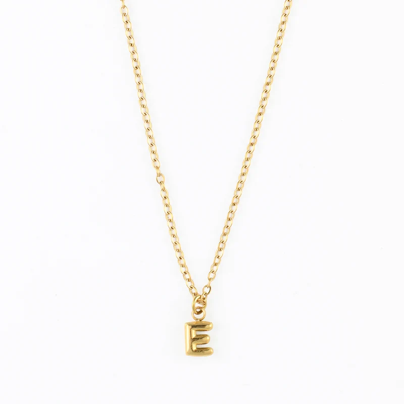 Collier à pendentif lettre E acier inoxydable