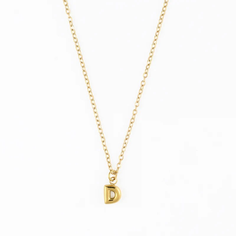 Collier à pendentif lettre D acier inoxydable