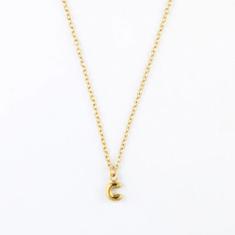 Collier à pendentif lettre C acier inoxydable