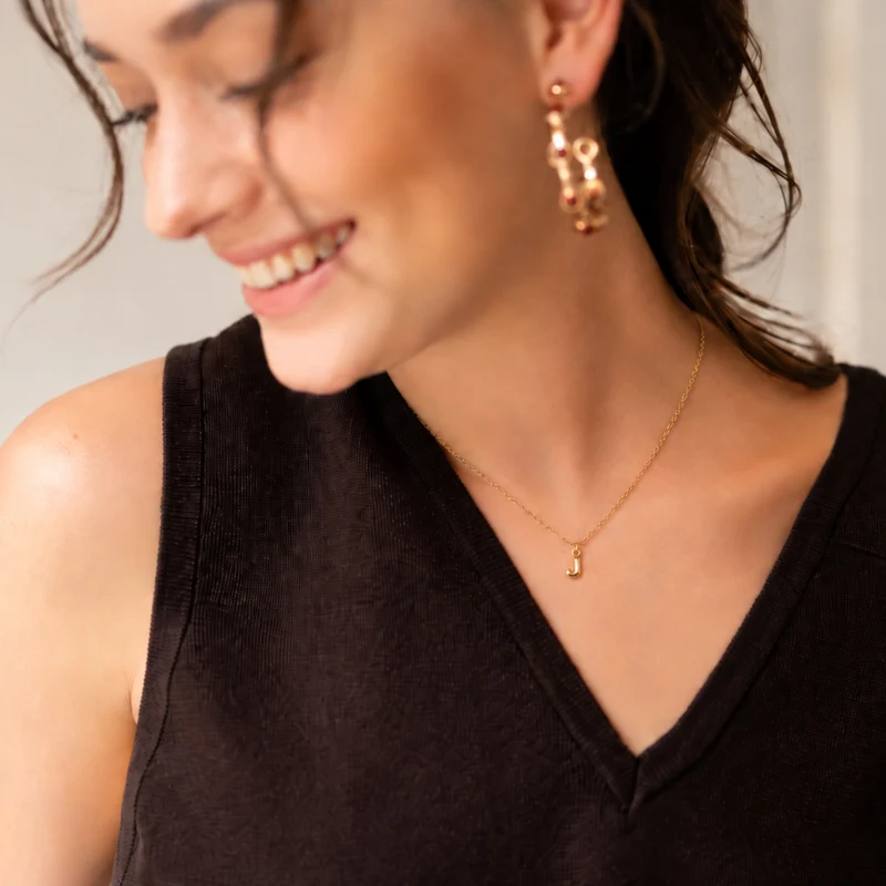 Collier pendentif lettre A acier inoxydable