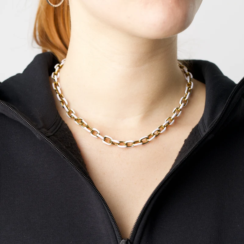 Ines - Collier coloré à maillons en acier inoxydable