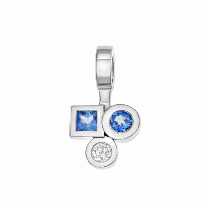 Pendentif Marélie XS Trilogie Bleu saphirs et diamant en or