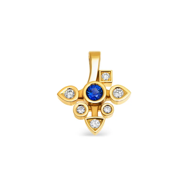 Pendentif Daisy large saphir et diamants