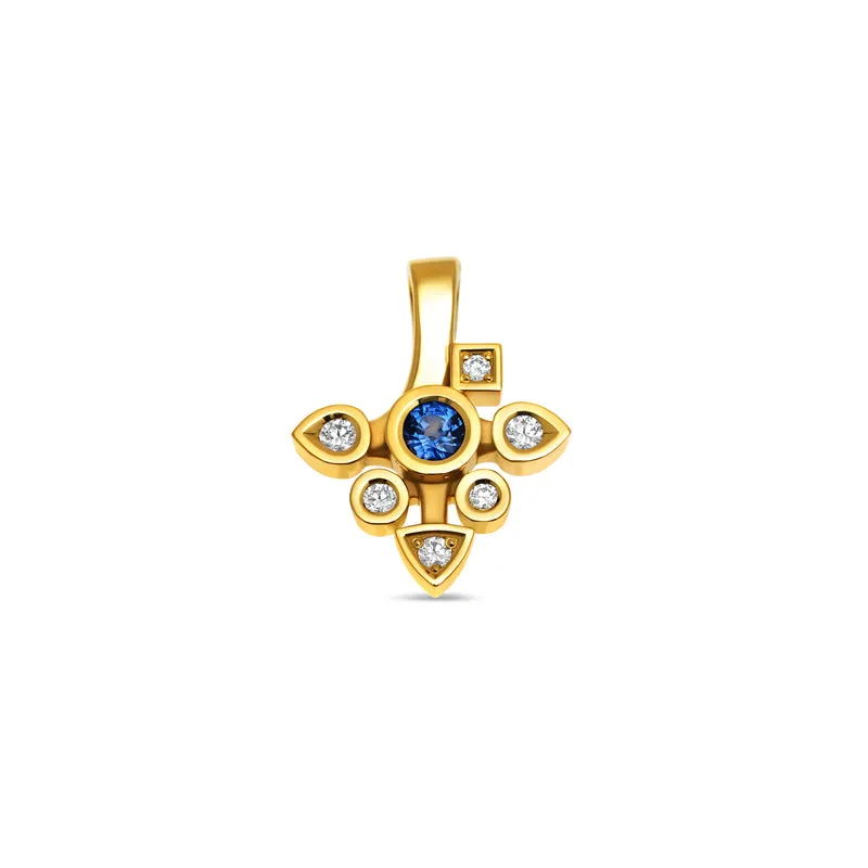 Pendentif Daisy medium saphir et diamants