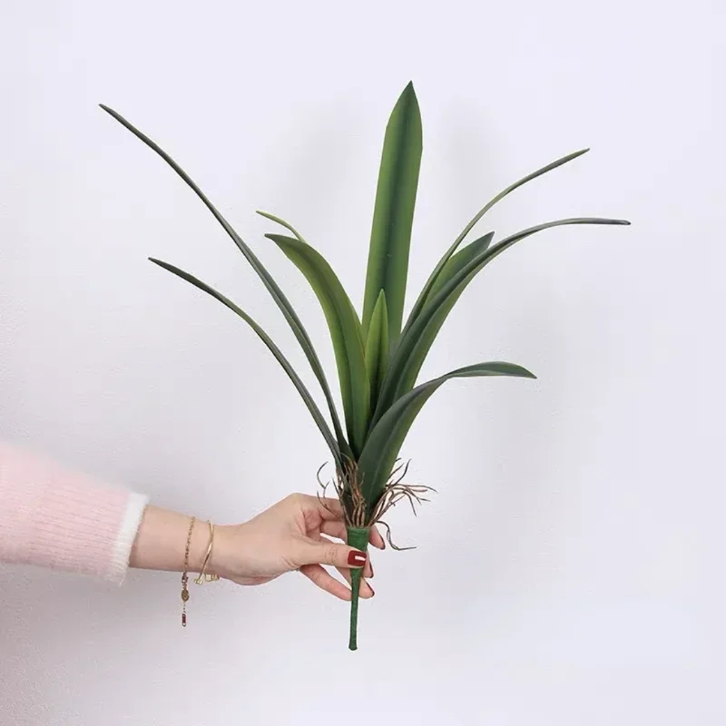 feuilles de clivia artificielles en caoutchouc souple pour décoration intérieure