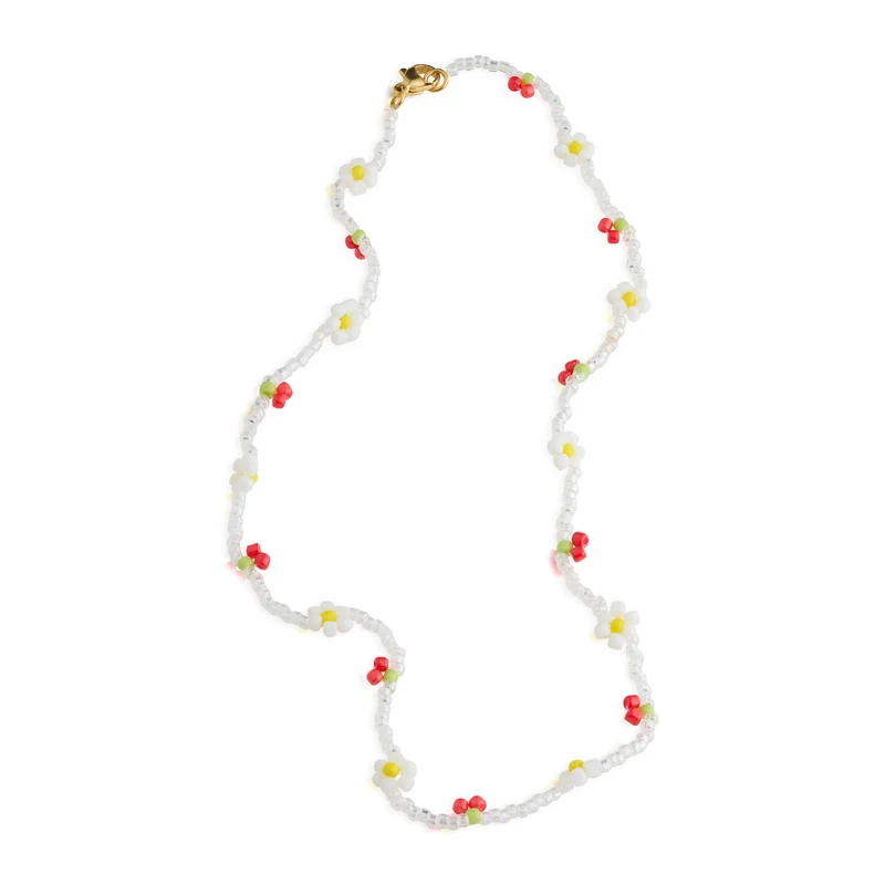Lovis - Collier de perles cerise et fleur