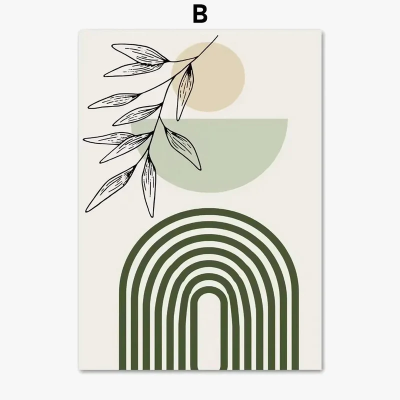 peinture abstraite de plantes vertes style bohème décoration murale