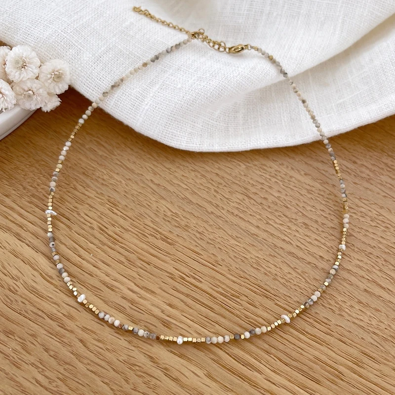 Collier "Wallis" jaspe acier