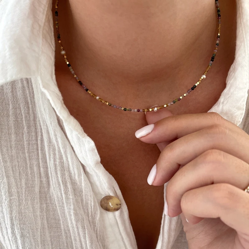 Collier "Wallis" tourmaline acier