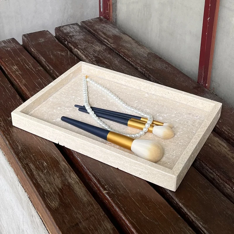 boîte de rangement en travertin et marbre naturel luxe