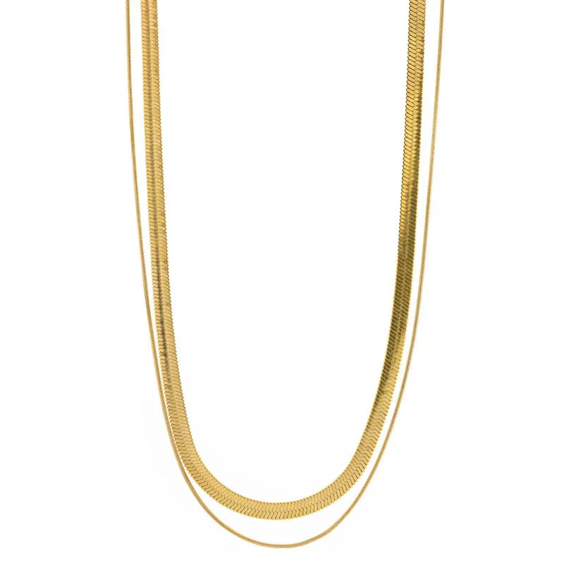 Ivy - Collier Double Chaîne Serpent Acier Inoxydable