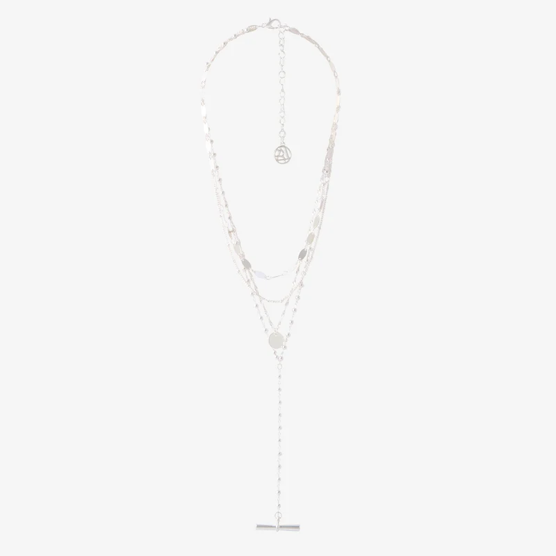Collier 4 rangs en métal argenté