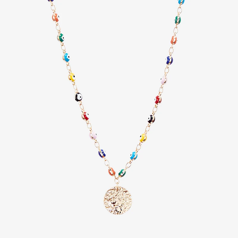 Collier œil multicolore avec médaillon