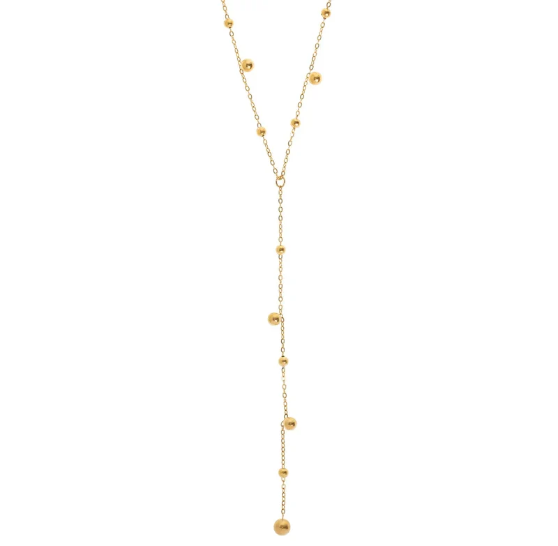 Klara - Collier Lariat à Points Dorés Acier Inoxydable