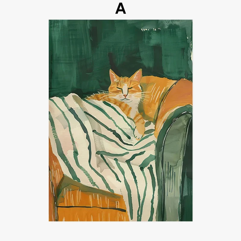 affiche décorative femme chat abstrait pour décoration murale