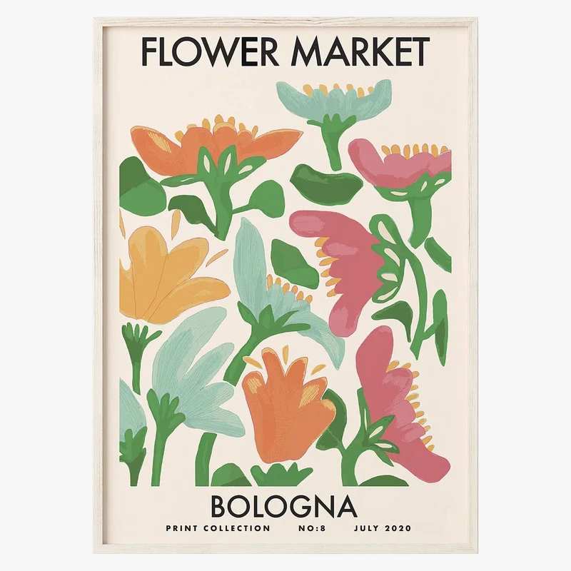 affiche florale peinture abstraite style nordique décoration murale